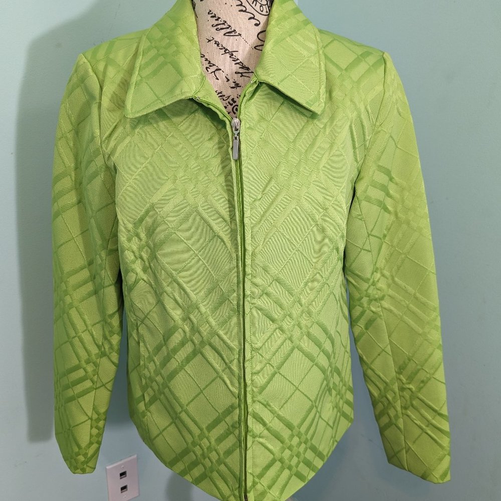 Erin Small Lime Green Zip Front Jacket Fully Lined Washable